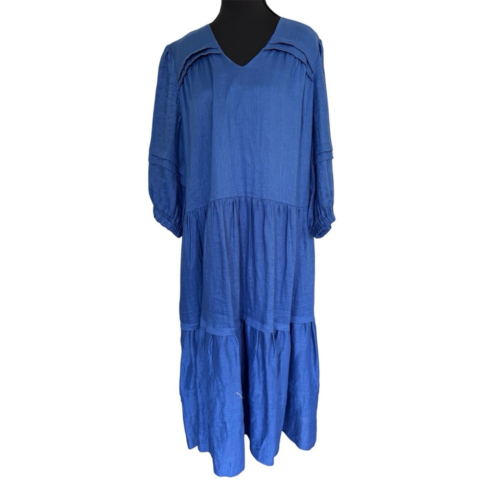 Tyler Boe Blue Tiered Midi Dress - Picture 2 of 13